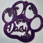 Custom Pet Paw ornament with name