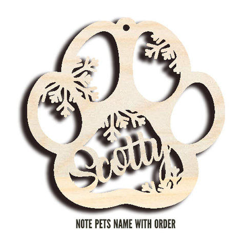 Custom Pet Paw ornament with name